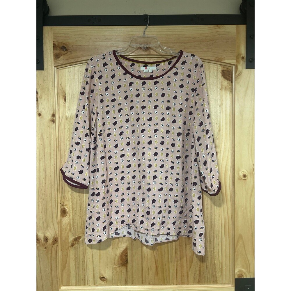 Boden Blouse 3/4 Sleeves Pink with Floral Print Size 16